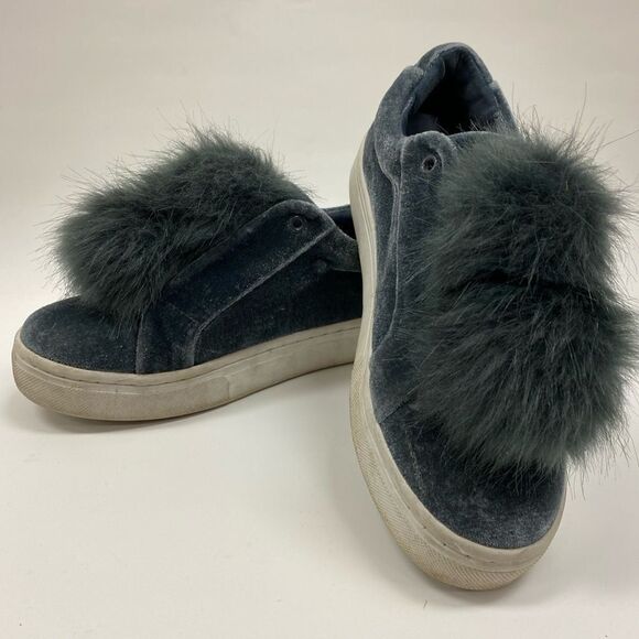 Sam Edelman Grey velvet and feather pom pom slip on sneakers - Picture 7 of 7